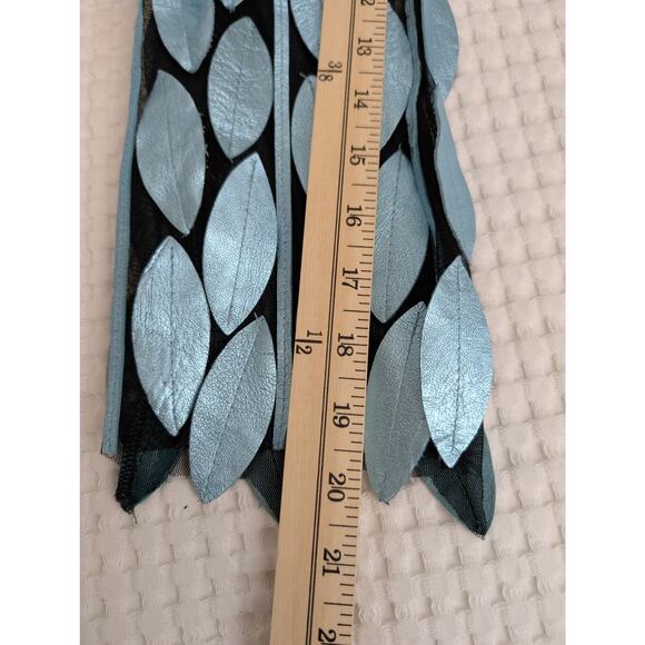 Natto blue metallic leaf design leather jacket - Picture 15 of 16